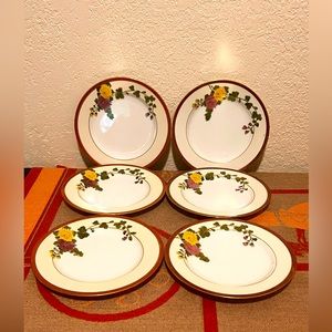 Vintage Handpainted Hakusan China Japan Salad Plate Set Of 6